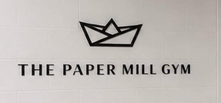 Installed acrylic wall logo for The Paper Mill Gym